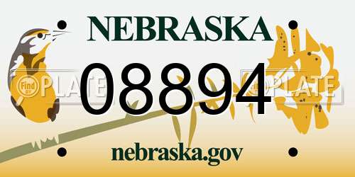 08894 Nebraska License Plate