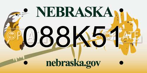 088K51 Nebraska License Plate