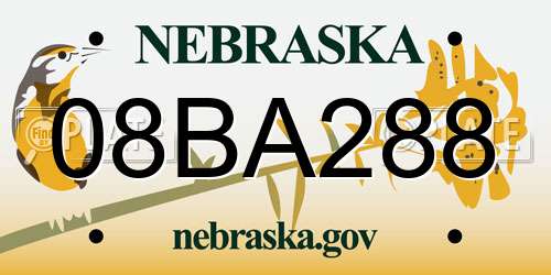08BA288 Nebraska License Plate
