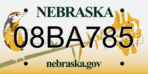 08BA785 Nebraska License Plate