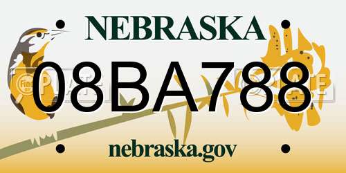 08BA788 Nebraska License Plate