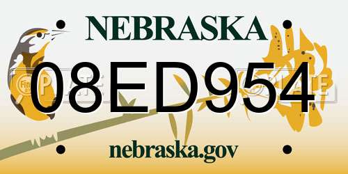 08ED954 Nebraska License Plate