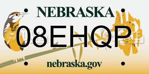 08EHQP Nebraska License Plate