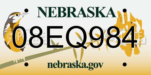 08EQ984 Nebraska License Plate
