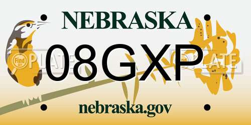 08GXP Nebraska License Plate
