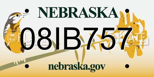 08IB757 Nebraska License Plate