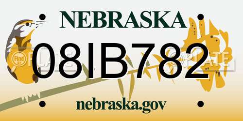 08IB782 Nebraska License Plate