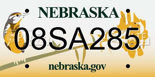 08SA285 Nebraska License Plate