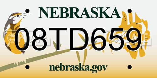 08TD659 Nebraska License Plate
