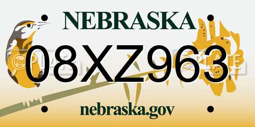 08XZ963 Nebraska License Plate