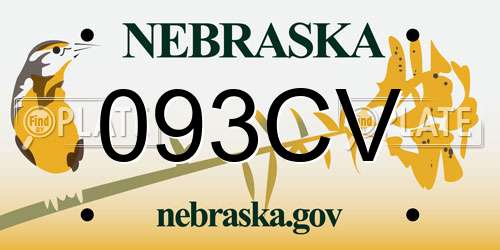 093CV Nebraska License Plate