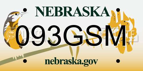 093GSM Nebraska License Plate