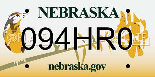 094HR0 Nebraska License Plate