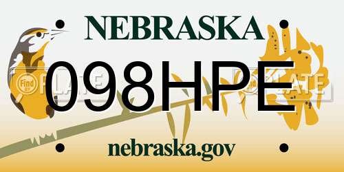 098HPE Nebraska License Plate