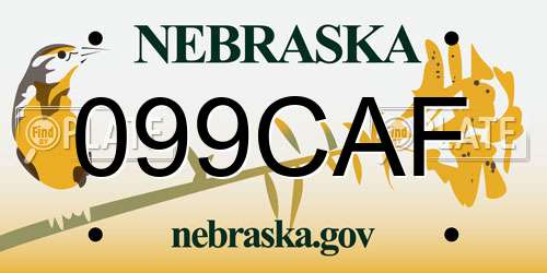 099CAF Nebraska License Plate