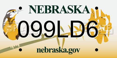 099LD6 Nebraska License Plate