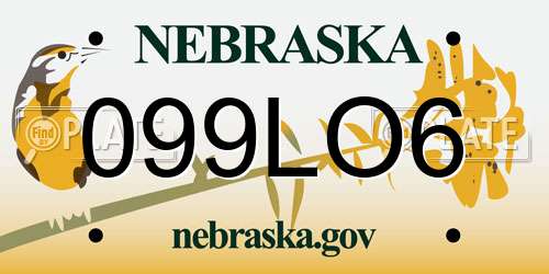 099LO6 Nebraska License Plate