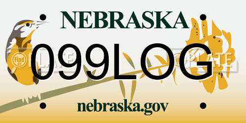 099LOG Nebraska License Plate