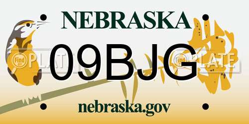 09BJG Nebraska License Plate