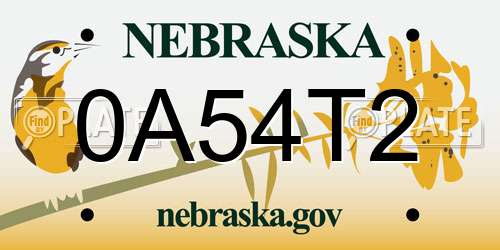 0A54T2 Nebraska License Plate