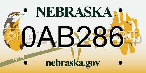 0AB286 Nebraska License Plate