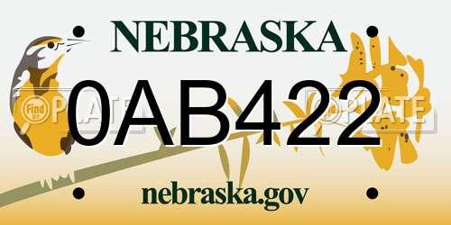 0AB422 Nebraska License Plate