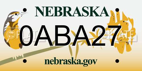 0ABA27 Nebraska License Plate