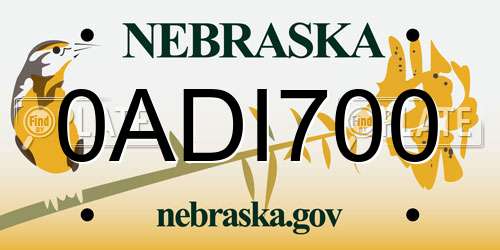 0ADI700 Nebraska License Plate