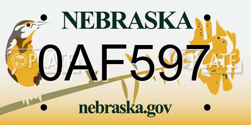 0AF597 Nebraska License Plate