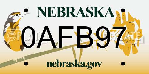 0AFB97 Nebraska License Plate