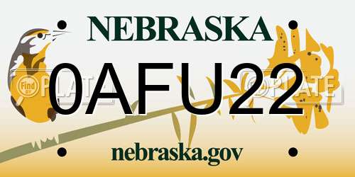 0AFU22 Nebraska License Plate
