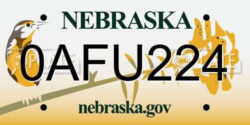 0AFU224 Nebraska License Plate