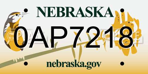 0AP7218 Nebraska License Plate