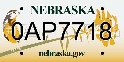0AP7718 Nebraska License Plate