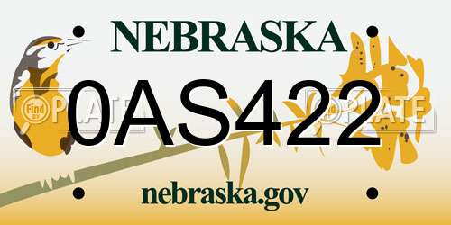0AS422 Nebraska License Plate