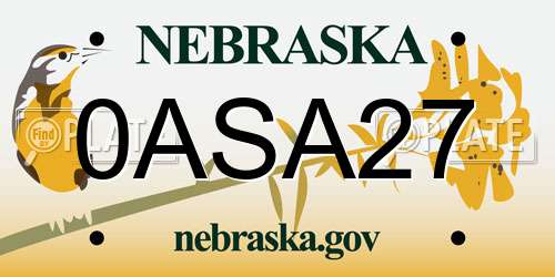 0ASA27 Nebraska License Plate