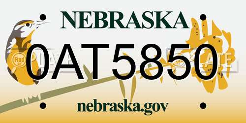 0AT5850 Nebraska License Plate