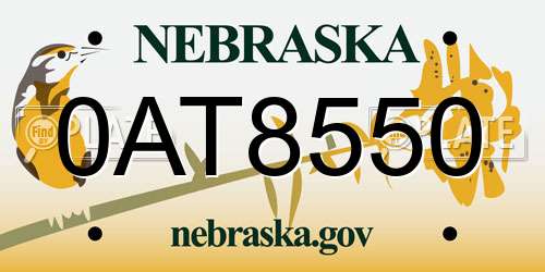0AT8550 Nebraska License Plate