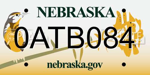0ATB084 Nebraska License Plate