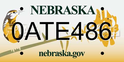 0ATE486 Nebraska License Plate