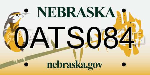 0ATS084 Nebraska License Plate