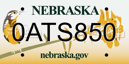 0ATS850 Nebraska License Plate
