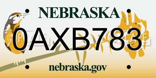 0AXB783 Nebraska License Plate