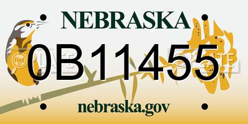 0B11455 Nebraska License Plate