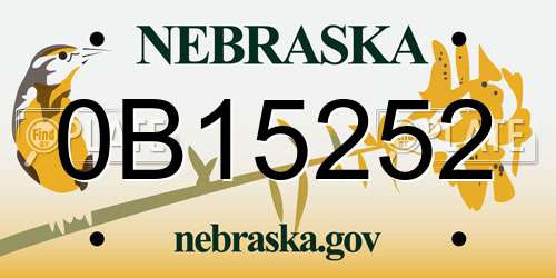 0B15252 Nebraska License Plate