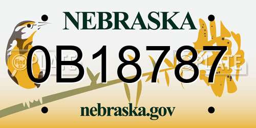 0B18787 Nebraska License Plate