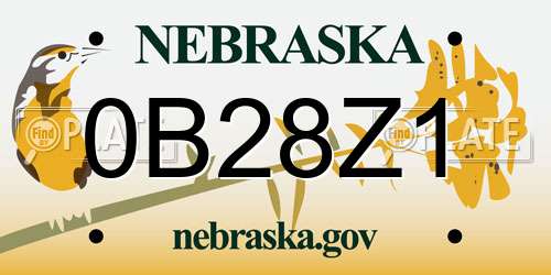 0B28Z1 Nebraska License Plate