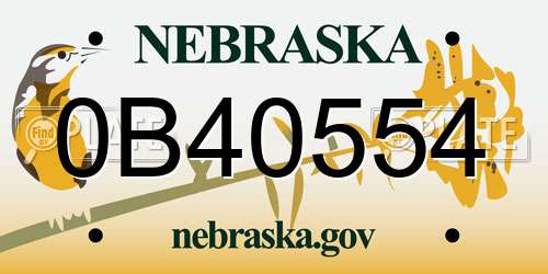 0B40554 Nebraska License Plate