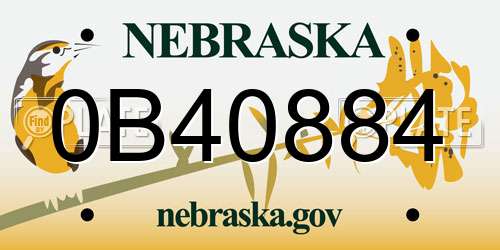 0B40884 Nebraska License Plate