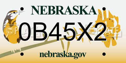 0B45X2 Nebraska License Plate